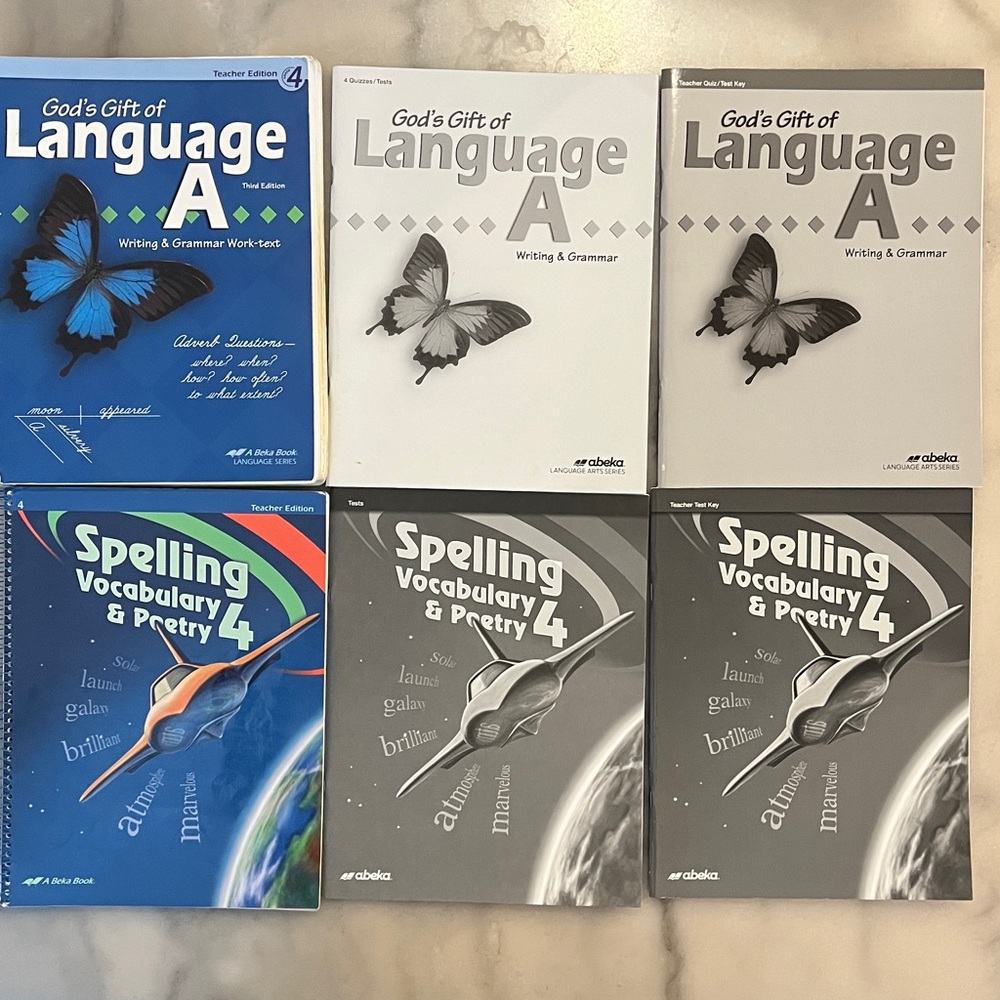 ABeka Language 4th Grade Spelling Vocabulary Homeschool Workbooks w Teacher Keys